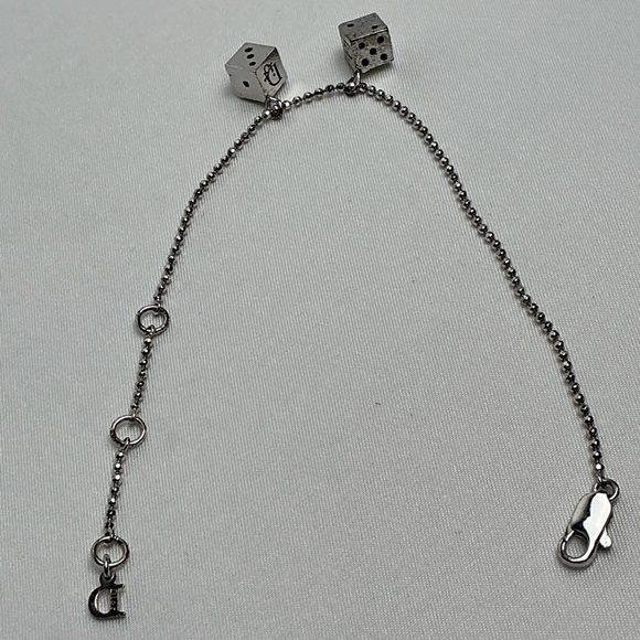 Vintage authentic Christian Dior Oblique Dice Silver Charm Bracelet - Picture 4 of 6